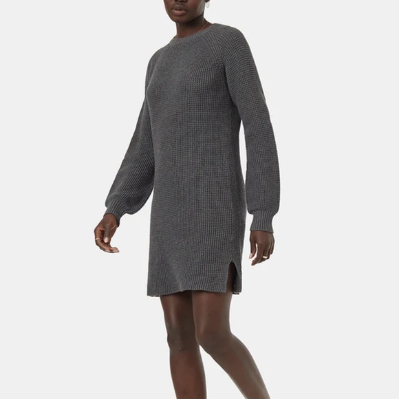tentree Dark Gray High Line Knit Sweater Dress - Picture 1 of 6
